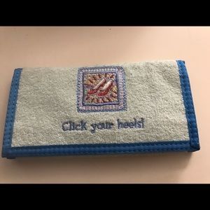 Click Your Heels embroidered Terry wallet green 4x7”